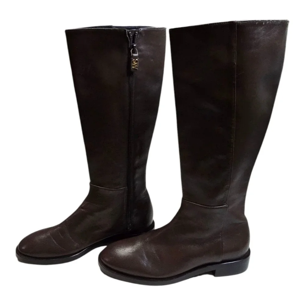Stuart Weitzman Keelan Zip LEATHER Boot Style Color Walnut brown Sz 5.5‎ new
